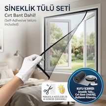 100 X 160 Güçlü Köpük Bantlı Hazır Pencere Sineklik Tülü Seti Ölçülebilir, Makasla Kesilebilir Dayanıklı Sineklik