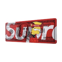 Bart Simpson Supreme Dolar Tasarımı 40x90 Cm Oyuncu Mousepad Kaymaz Taban Büyük Boy