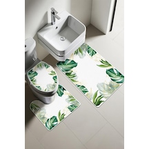 Modern Desenli Dijital Baskı 3 Lü Banyo Paspas Takımı Yıkanabilir Kaymaz Tabanlı Klozet Takımı Klz0028 Renkli
