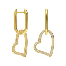 Büyük Kalp Küpe 717057 Gold Gümüş