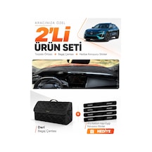 Peugeot 408 2022-2026 Uyumlu Torpido Örtüsü + Deri Bagaj Çantası + Sticker Seti - Siyah