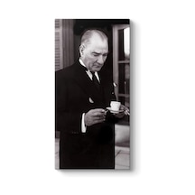 Atatürk Türk Kahvesi İçerken Kanvas Tablo 80 X 160