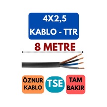 Öznur 4x2,5 Ttr Kablo Metre Seçenekli Siyah - 8 Metre