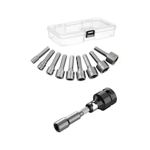 Somun Sökme Sıkma Makine İçin 9lu Lokma Seti Bits Adaptörlü Hex