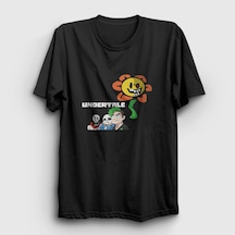 Presmono Unisex Flowey Undertale T-shirt Siyah