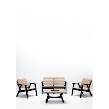 Sera 2+1+1+s Mindersiz Oturma Grubu / Bahçe - Balkon Mobilyası Cappuccino