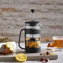 Porsima ET-00118 French Press Süzgeçli Bitki Çayı Demliği Kahve Presi - 400 Ml Siyah