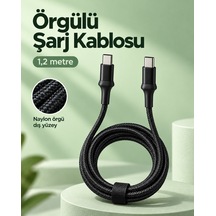 Type C To Type C Led Işıklı Şarj Kablosu 1,2 Metre Standart