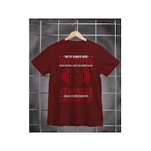 Segungear Beautiful Stronger Erkek Regular Fit Baskılı Spor Tişört Bordo - 931328603 Bordo