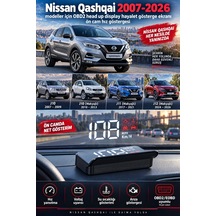 Nissan Qashqai 2007-2026 Modeller İçin Obd2 Head Up Display Hayalet Gösterge Ekranı Ön Cam Hız Göstergesi