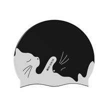 Çocuklar Silikon Su Geçirmez Yüzme Şapkası Karikatür Desen Kuru Saç Yüzmek Kapaklar Kulak Koruyucu Dalış Şapkası Unisex Yüzme Aksesuarları Siyah