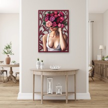 Gül Taçlı Kadın Portresi - Metal Tablo - Dec0295 68 X 95 Cm Çok Renkli
