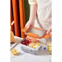 Vagonlife BL20182 Turuncu Lunch Box Çift Katmanlı Paslanmaz Çelik Öğle Yemeği Kutusu Turuncu Bl20182