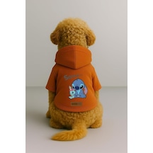 Baskılı İçi Polarlı Köpek Ve Kedi Kıyafeti & Elbisesi - Turuncu Renk Kapüşonlu Hoodie Bfb4e