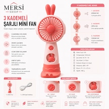 Mini Şarjlı El Fanı 3 Kademeli Usb Taşınabilir Sessiz Masaüstü Fan 19 Cm
