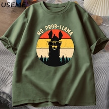 Flood Of Style Erkekler T Shirt Rahat Komik Soğuk Palmer Tshirt Rahat O Boyun Pamuk Kısa Kollu Erkek Tasarım Yeşil