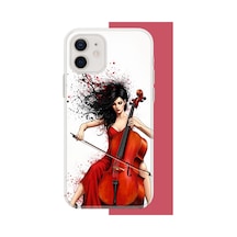 İphone 11 Uyumlu Çello Çalan Kadın Uv Baskılı Silikon Kılıf Renkli
