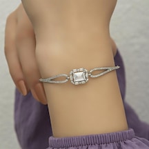 Alyans Evim Baget Taşlı Kadın Gümüş Bileklik