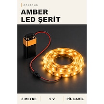 Onerous 3 M 9v Amber Led Şerit, Pilli, Pil Dahil, Anahtarlı