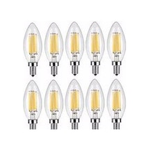 Rustik Led Ampul 4w E14 İnce Duy Gün Işığı 10 Adet Düz Mum Ampul