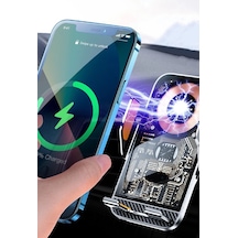Wireless Magesafe Sensörlü Açılır Kanatlar 15 Watt Yeni Nesil Araç İçi Cep Telefonu Tutucu C10 Kahverengi