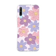 Huawei P Smart Pro Uyumlu Renkli Papatyalar Sulu Boya Baskılı Silikon Kılıf