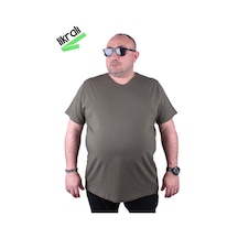 Moc Grande Mocgrande Erkek Büyük Beden Likralı Basic V Yaka Tişört 11170 Hakı-Hakı Çok Renkli