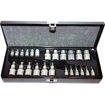 NT Tools NCSET1412E 25Prç. 1/4"ve1/2"CR-V Torx ve E Tipi Torx Lokma Seti