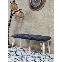 Zafir Metal Beyaz Tel Ayaklı 100 Cm Puf Bench - Puf - Bench - Oturak - Mutfak Oturağı - Antre Oturağı Füme