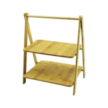 Portatif Ayaklı - 2 Katlı Ahşap Bambu Organizer Raf 18x28 - 22x28cm Y: 6-20-39cm 4434