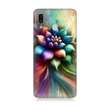 Samsung Galaxy A20 Uyumlu Renk Dalgasında Spiritüel Çiçek Desenli Silikon Kılıf Çok Renkli
