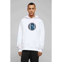 Nasa Scott Baskılı Beyaz Erkek Örme Kapşonlu Sweatshirt