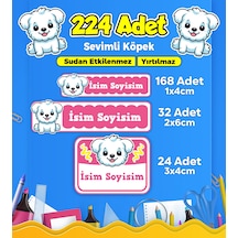 Sevimli Köpek Temalı Okul Kreş Kişiye Özel İsim Etiket Seti - Model 381 Çok Renkli