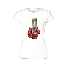 Boks Eldivenleri Beyaz Kadın Tshirt 001
