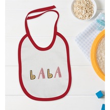 BK Kids Baba Tasarımlı Kırmızı Bebek Mama Önlüğü-1 Kırmızı