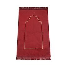 Mihrap Desenli Kadife Seccade Bordo Bordo