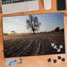 Tarladaki Büyük Ağaç Manzarası 240 Parça Puzzle Yapboz Tablo-016