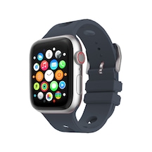 Apple Watch 10 46mm Uyumlu Kordon Delikli Tasarım Silikon Midnight