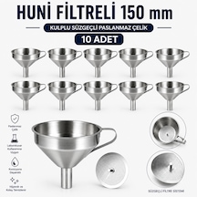 Huni Filtreli 150 Mm - Kulplu Süzgeçli Paslanmaz Çelik 10 Adet