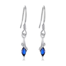 Brezza Lusso Jewelry Safir Taşlı Gözyaşı Damlası Çengel Sallantılı Kadın Gümüş Küpe
