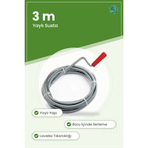 Lavabo Açıcı Sustası 3 M Yaylı Boru Tıkanıklık Açma Aleti Mutfak Tekli