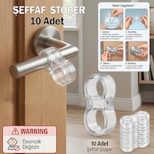10 Adet Şeffaf Silikon Plastik Kapı Kolu Pencere Tutucu Tutacağı Duvar Koruyucu Tamponu Stoperi