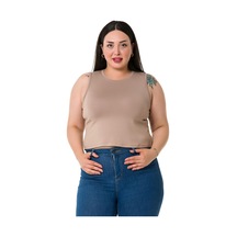 Disentis Büyük Beden Bisiklet Yaka Kolsuz Crop Viskon Vizon Body-vizon Vizon
