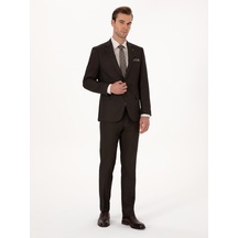 Cacharel Kahverengi Slim Fit Mikro Desenli Takım Elbise Cacharel Kahverengi Slim Fit Mikro Desenli Takım Elbise