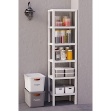 6 Katlı Banyo Düzenyelici Raf Mutfak Banyo Salon Çocuk Odası Düzenleyici Raf - Beyaz Beyaz