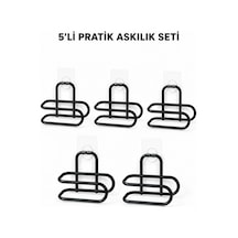 Zenvia Siyah Metal Wc Kağıtlık Yapışkanlı Tuvalet Kağıdı Rulo Tutucu 5 Adet Avantajlı Set Znv2026 Çok Renkli