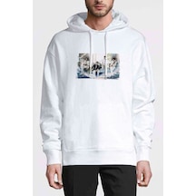Cn Blue Code Blue Muzik Grubu Baskılı Beyaz Erkek Kapşonlu Sweat
