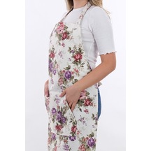 Motif Ayarlanabilir Askılı Şef Önlüğü Chef Mutfak Önlüğü Mor Gül