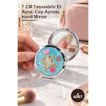 4 Adet Kabartmalı Desenli El Aynası 7 Cm Taşınabilir El Ayna, Cep Aynası, Hand Mirror Diğer