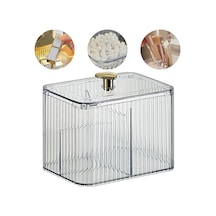 Xindoker Şeffaf Kalpli Tutamaklı Makyaj Pamuğu Saklama Kutusu - 3 Bölmeli Su Geçirmez Organizer Şeffaf